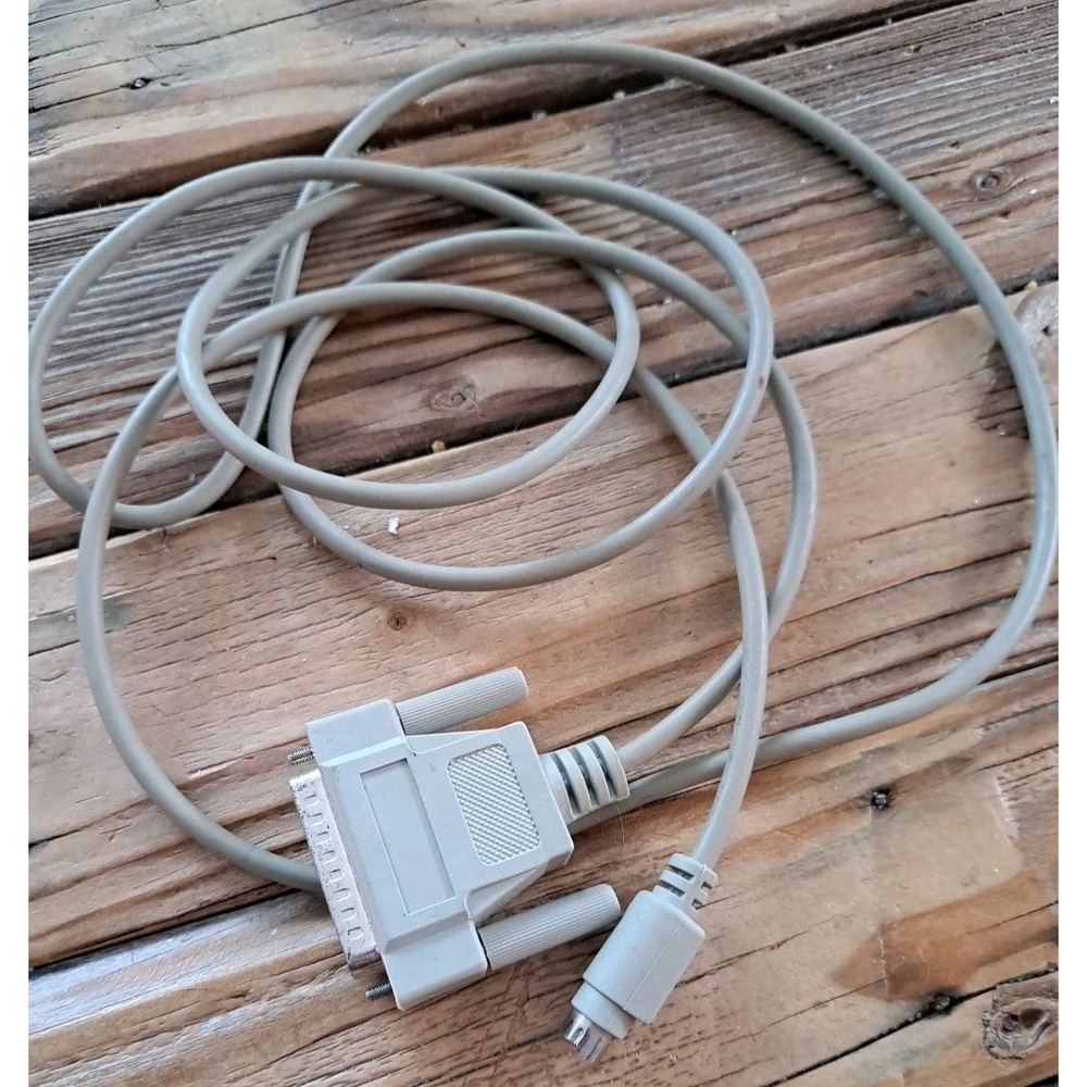 Vintage UNBRANDED Computer ~ 6' Serial Printer Cable - Mini Din 8 pin to DB25